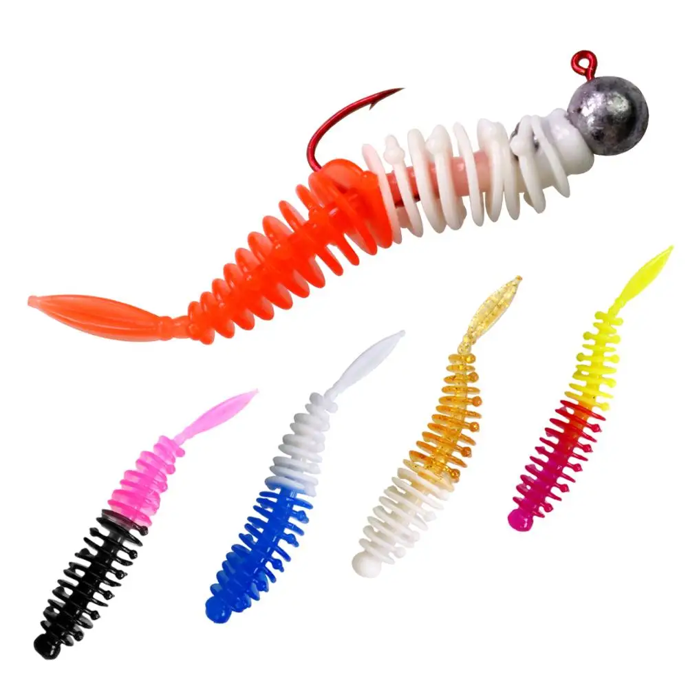 10 Uds. Señuelos de pesca blandos 57mm 1,3g cebos de gusanos blandos de silicona agua dulce agua salada plástico Artificial cebo suave aparejos de pesca - imagen 4