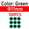 100pcs 11mm Green