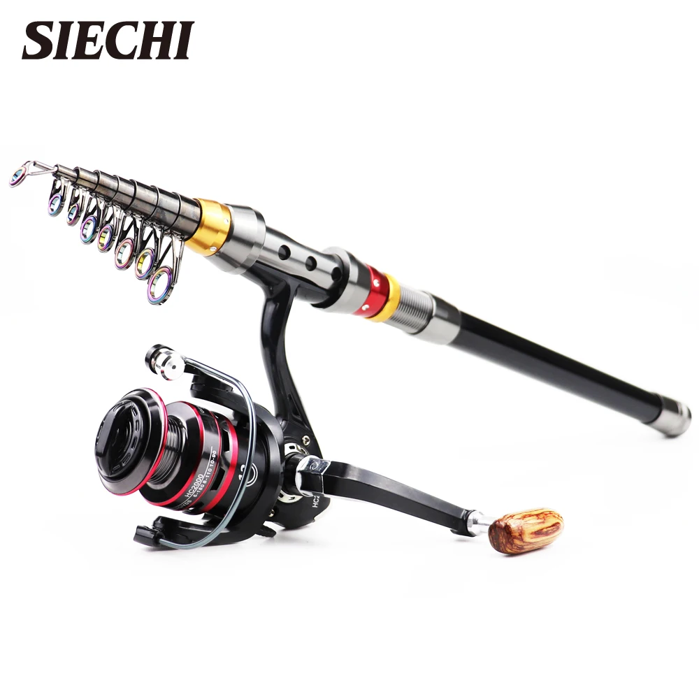 SIECHI-caña de pescar giratoria, caña de pescar telescópica de carbono para trucha, carpa, aparejos de mar, 1,8 m-3,6 m - imagen 5