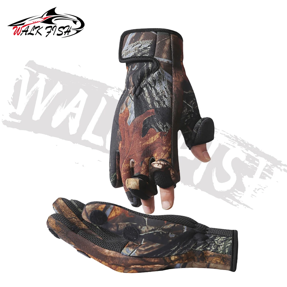 WALK FISH-guantes de pesca para exteriores, resistentes al agua, tres o dos dedos, antideslizantes, para escalada, senderismo, acampada - imagen 5