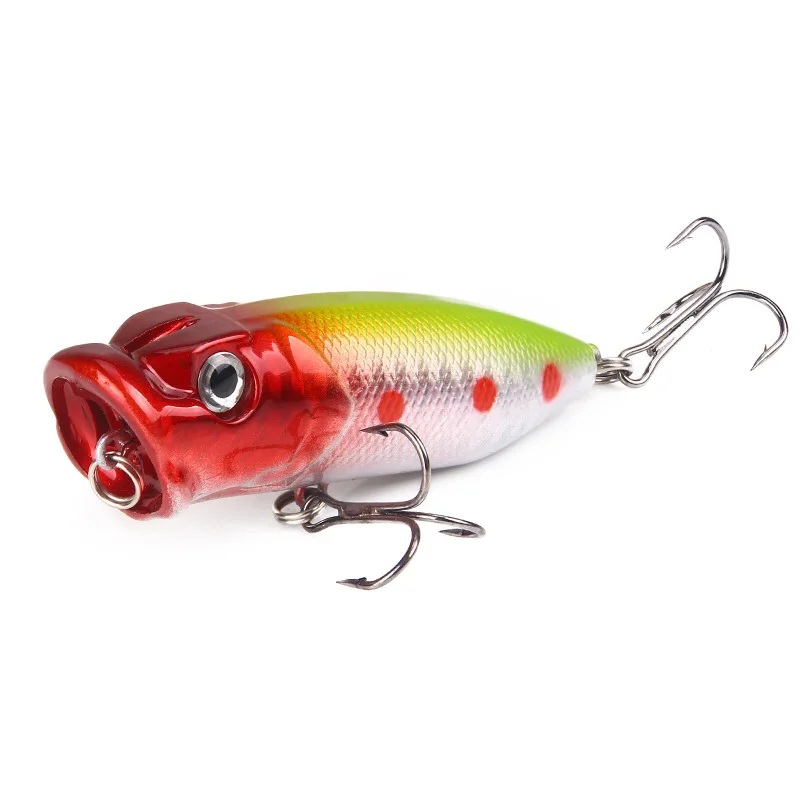 Señuelos de Pesca de 7cm/13g Topwater Popper, cebo duro de 5 colores, Wobblers artificiales, aparejos de pesca de plástico con ganchos 6 #, 1 piezas - imagen 2
