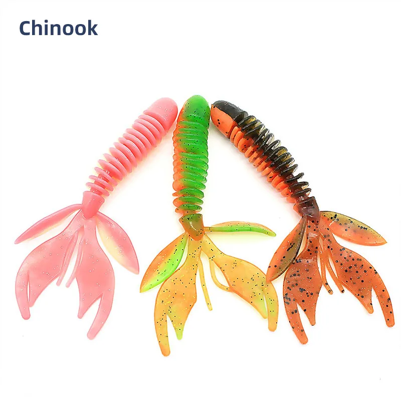 Chinook Split Tail Paddle Tail Swimbait Señuelo de cebo suave - Cebo fino de silicona Cangrejo Wobblers Verme para pescar - imagen 2
