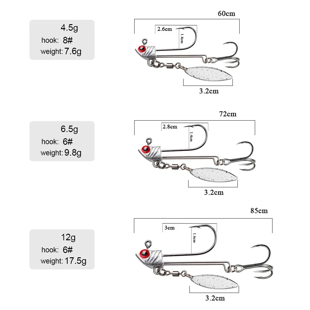 FTK 7,6g 17,5g anzuelo de pesca con cabeza de anzuelo con cuchara de Metal plata oro 3D ojo suave señuelo anzuelo cebo aparejos lubina - imagen 3