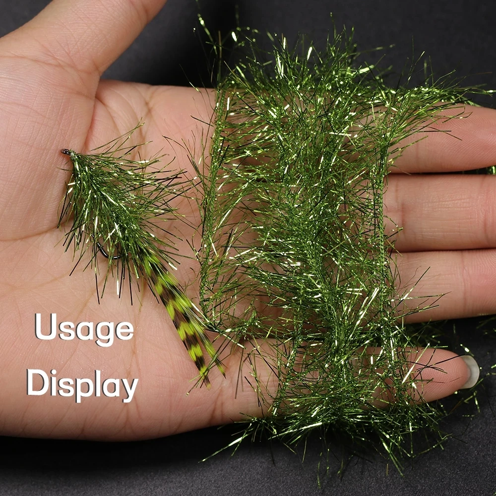 Bimoo, 2 m/paquete, 3,5 cm de ancho, pelo largo, chenilla de hielo, cristal Flash, Material de atado de moscas para serpentina de agua salada, señuelo Jig de marabú - imagen 5