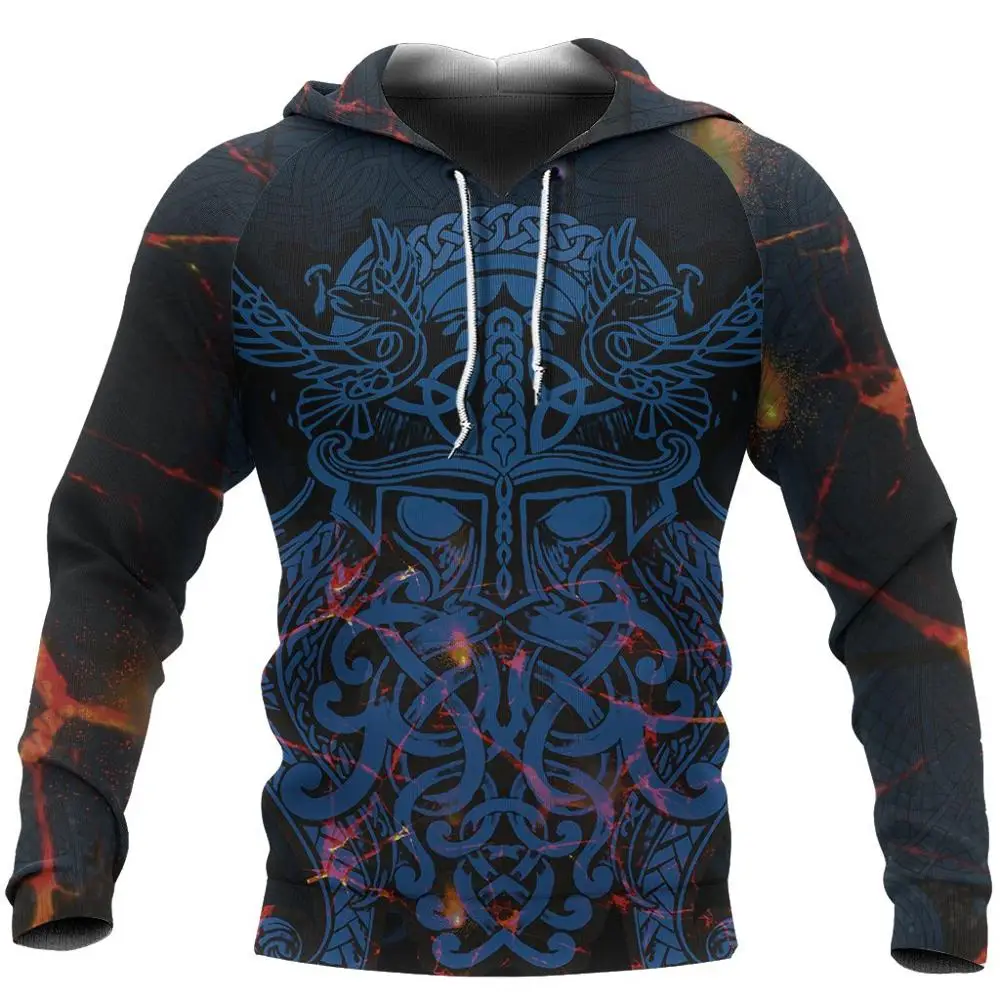 Sudadera con capucha de vikingos Odin The All Father, sudadera con estampado 3D para hombre con cremallera, ropa de calle Harajuku, chaqueta informal Unisex, chándales KJ0138 - imagen 5