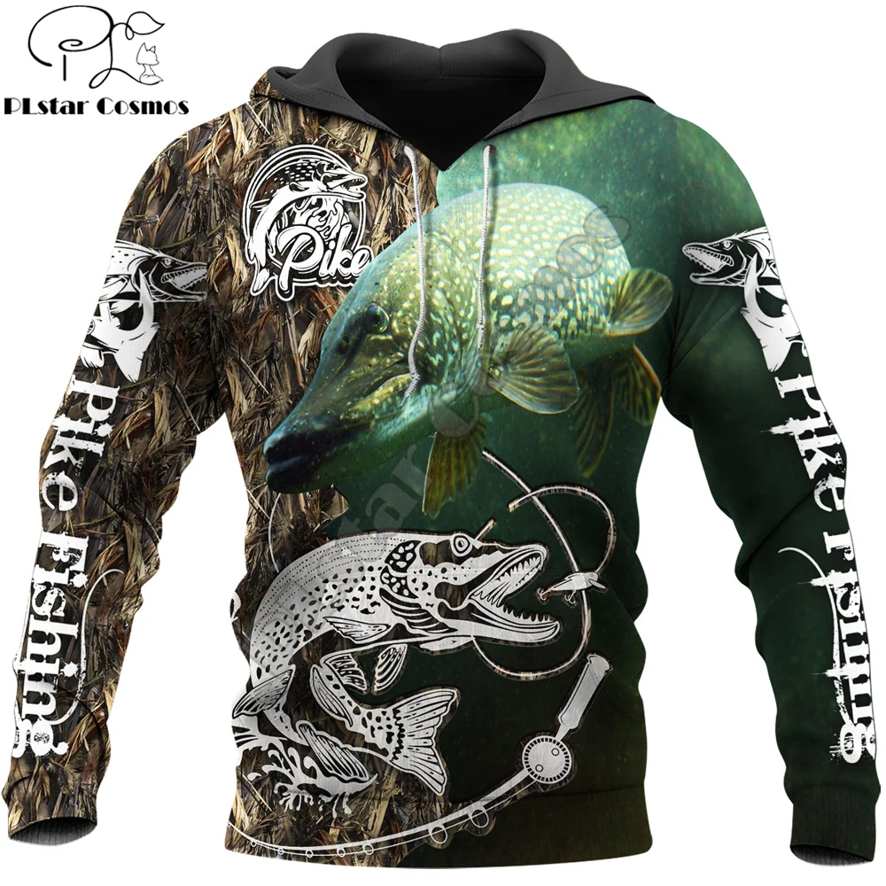 Sudadera de pesca con diseño 3D de lucio – Estilo urbano unisex