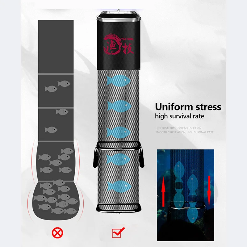 Bolsa de red de pesca gruesa, protección de pescado cuadrada anticolgante, práctica, secado rápido, X630G, novedad - imagen 4