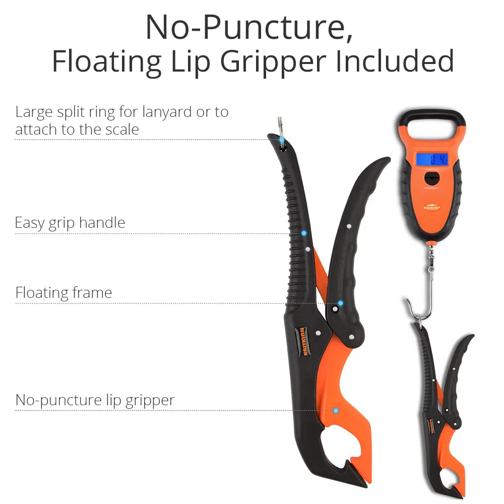 KastKing-báscula Digital flotante impermeable, modo Dual, libras, onzas, kilogramos, Mango antideslizante que incluye pinza para labios sin perforaciones - imagen 2