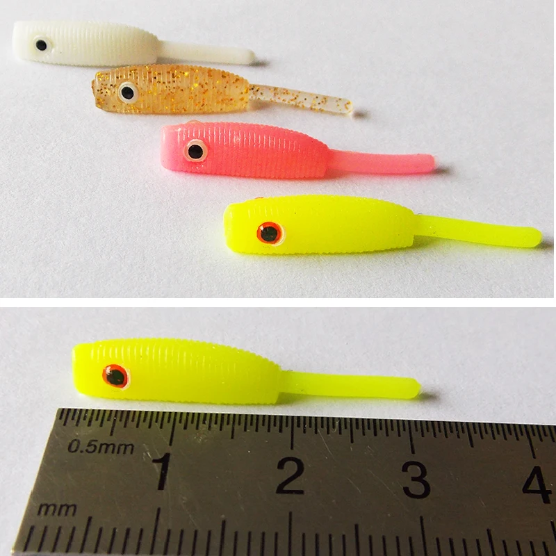 ESFISHING-SEÑUELOS DE pesca en hielo de invierno, gusano Mon Shad, 12 piezas, 30mm, aroma inyectado y sales, aparejos de cebo blando de silicona - imagen 2