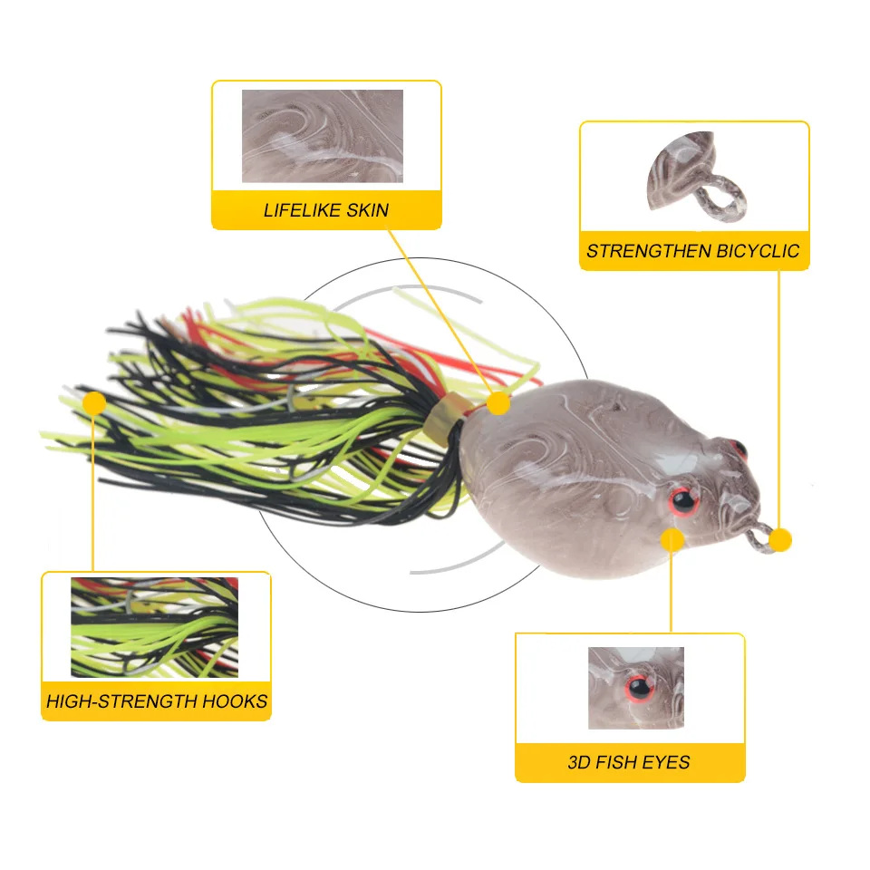 Whopper Plopper de calidad, señuelo de pesca de 50mm/14g, Popper de agua superior, cebo duro, Wobblers giratorios, aparejos de pesca de cola suave, 1 pieza - imagen 2