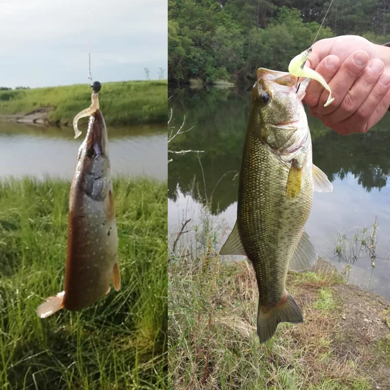Señuelos blandos de Pesca, cebo artificial de gusano de silicona, 9,5 cm, 3g, cola Wobbler, Swimbait, lucio, aparejos de Pesca, lote de 5 unidades - imagen 4