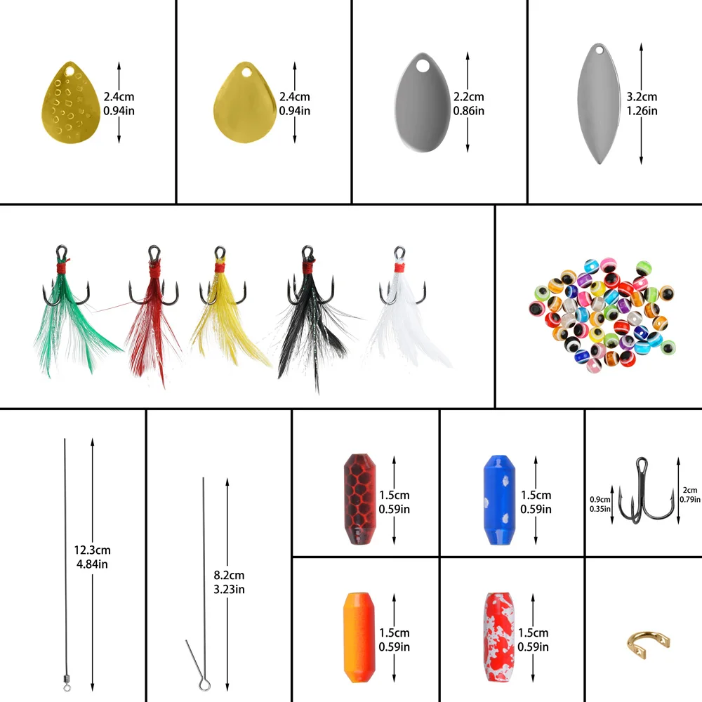Cebo giratorio de pesca, Kit de señuelos de lubina con pluma, anzuelo triple, de Metal, 160 unids/caja - imagen 2