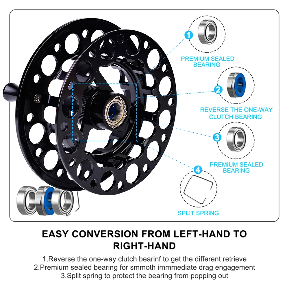PROBEROS-carrete de pesca con mosca CNC, máquina de corte grande, fundición a presión de aluminio, aparejos de pesca, 5/7, 7/9, 9/10 - imagen 4
