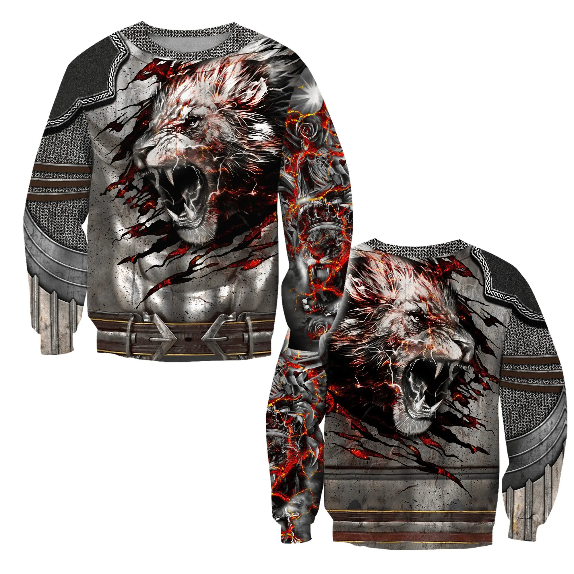 Hermoso tatuaje de León de Amor 3D completamente estampado hombres otoño Sudadera con capucha Unisex Sudadera con capucha jersey con cremallera ropa de calle Casual KJ470 - imagen 5