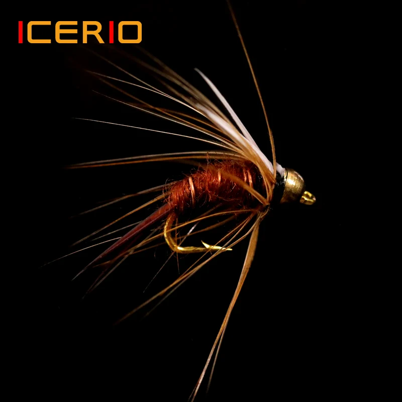 ICERIO-SEÑUELOS DE pesca con mosca, 12 unidades, cabeza de cuentas de latón, príncipe, ninfas, Stonefly, Caddis, trucha - imagen 4