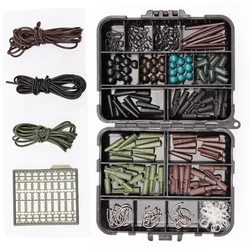 1 Juego de aparejos de pesca de carpa, caja de Clips de plomo/cuentas/ganchos/tijeras/apretado/mangas antienredos/reguladores, cebos giratorios, juegos de aparejos terminales