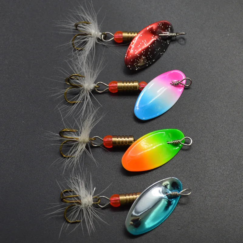 Señuelo de pesca de lentejuelas para principiantes, cebo giratorio de rotación, 3,5g, lote de cebo de Metal, 4 piezas, venta - imagen 4