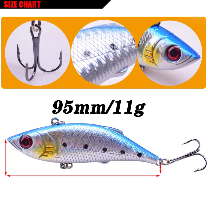 Señuelos de Pesca que se hunden VIB, cebo duro Artificial con plomo interior, anzuelo de pesca en hielo, aparejos de pesca, 1 ud., 75cm, 11g - imagen 2