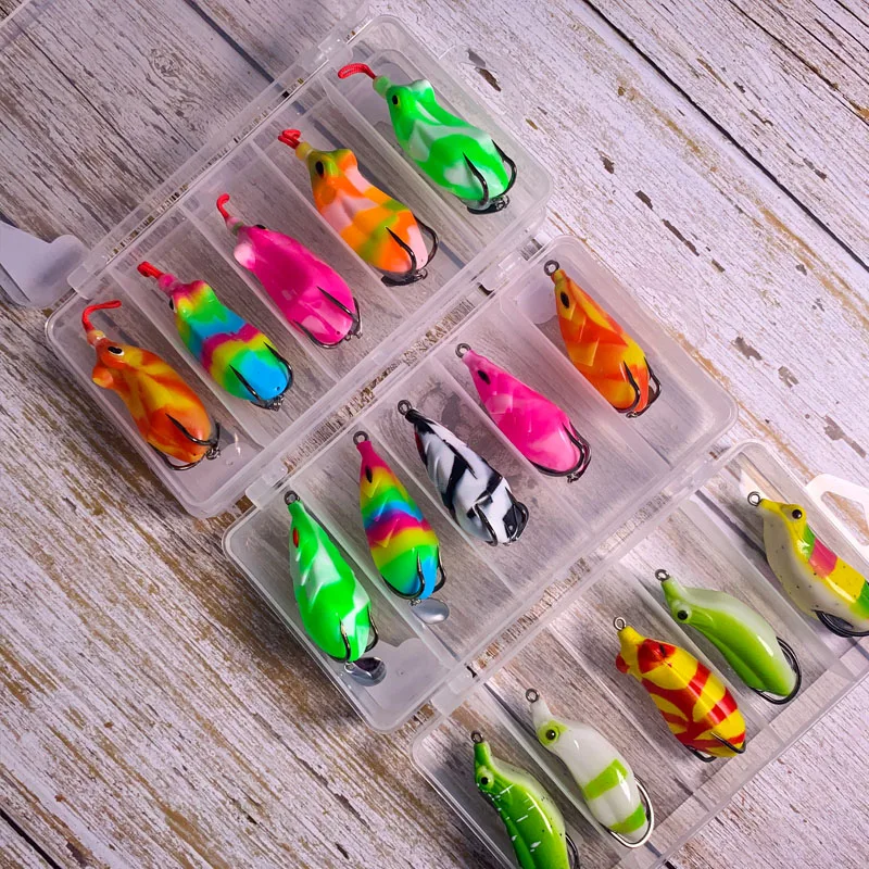 OBSESSION-Juego de señuelos de silicona suave para pesca de carpa, cebo Artificial Wobbler de rana, caja de aparejos, 5 uds. - imagen 4