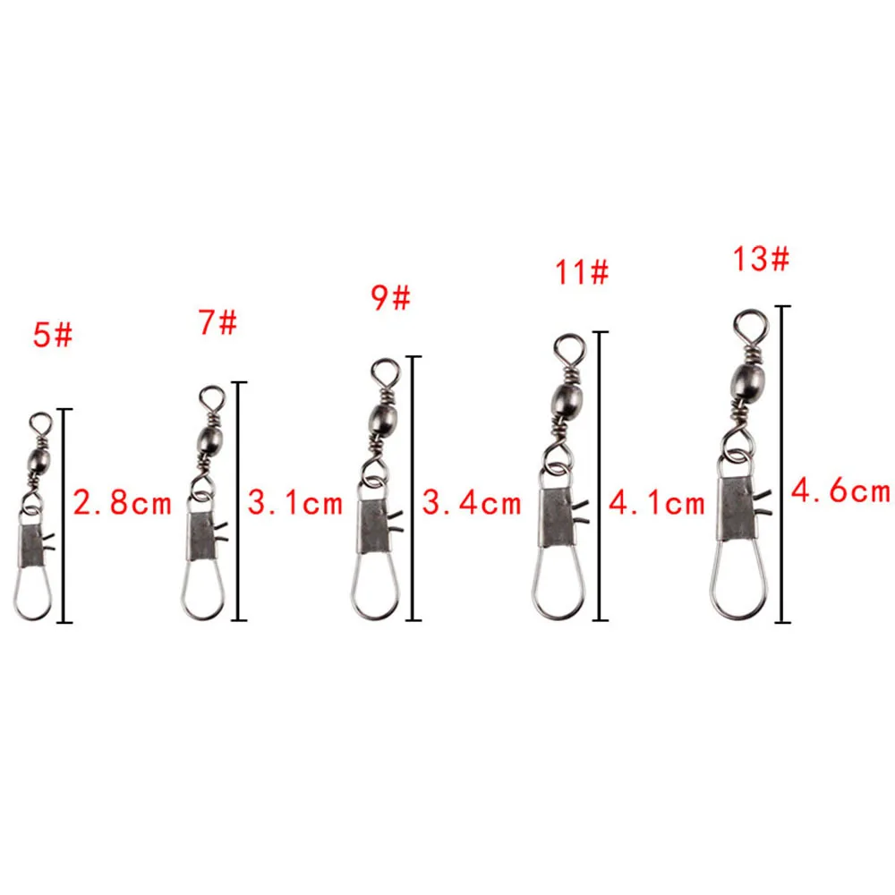 200 unids/caja conector de pesca Pin rodamiento giratorio de acero inoxidable con señuelo para anzuelo a presión aparejos de pesca accesorios de gancho - imagen 3