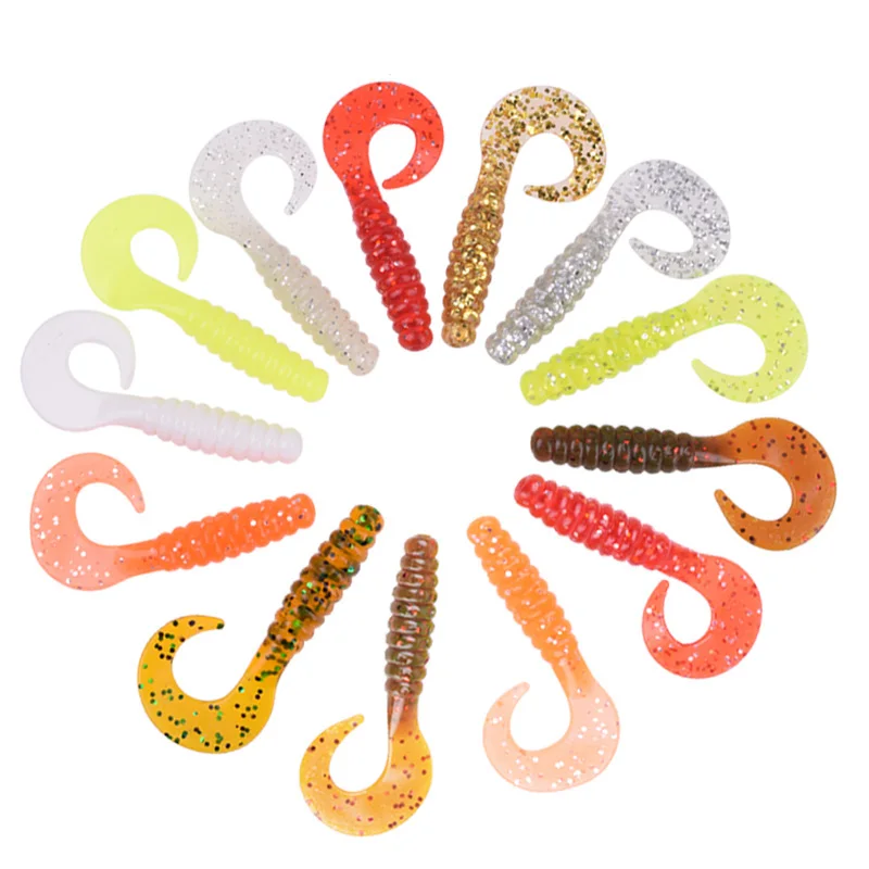 Señuelos de Pesca de silicona blanda, 4,8 cm, 1,2g, gusano, Jigging, Wobblers, camarón, olor aditivo, aparejos artificiales para carpa, 10 Uds. - imagen 4