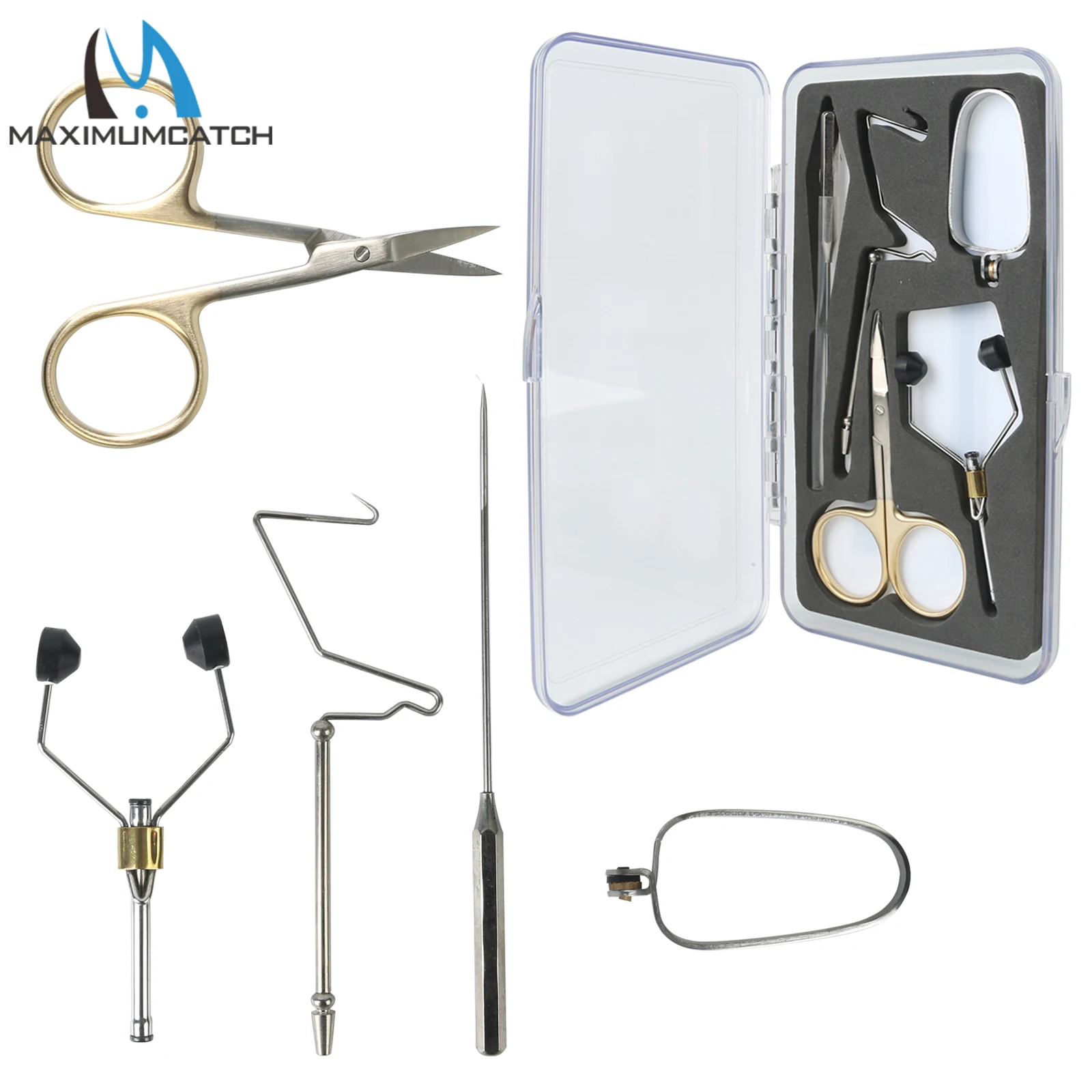 Kit de herramientas para atar moscas Maximumcatch, combinación de herramientas de pesca, acabado de látigo, bobinas de agujas para doblar, 5 unidades por juego - imagen 5