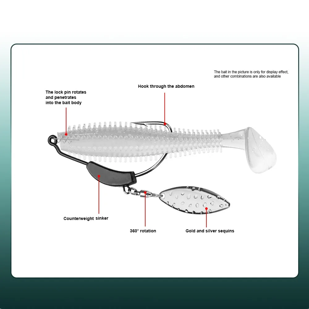 NGB 2g 3g 4g 5g 6g 7g 9g anzuelo de manivela de acero alto en carbono con señuelo de cuchara de Metal anzuelos de pesca compensados con púas cebo aparejos de Lucio - imagen 2