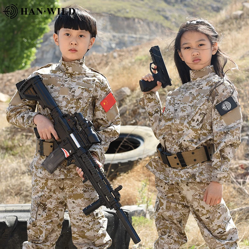 Ropa de camuflaje para niños, uniforme militar táctico de entrenamiento CS Airsoft, camisa de combate, pantalones, trajes - imagen 4