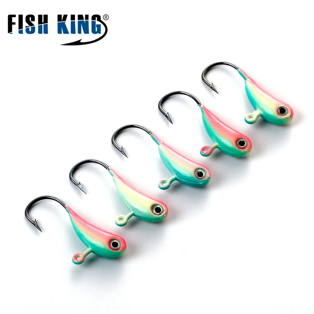 FISH KING-anzuelos de pesca de hielo, 5/10 piezas, con ojos 3D, 1,1g, 1,2g, 1,4g, 1,6g, 1,7g, gancho de invierno - imagen 4