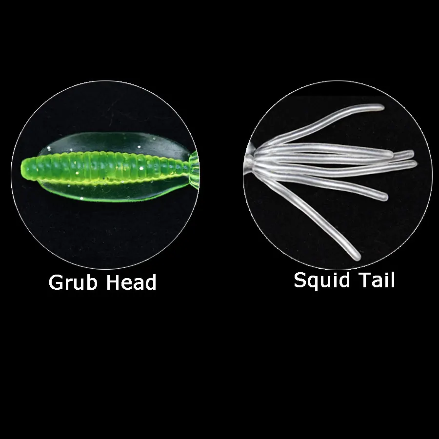 JYJ-SEÑUELOS blandos de calamar para Pesca, anzuelos de gusano de silicona, cabeza de plantilla, 6cm, 20 unidades - imagen 3