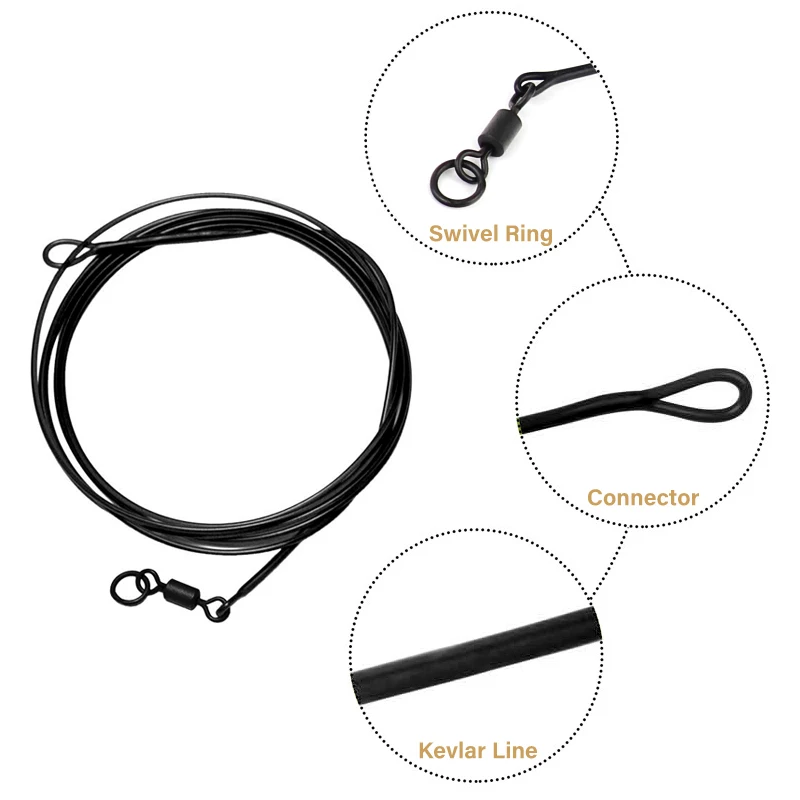 Mosodo-línea líder de pesca de carpa, anzuelo con anillo giratorio, aparejos de pesca de carpa, 80lb - imagen 3