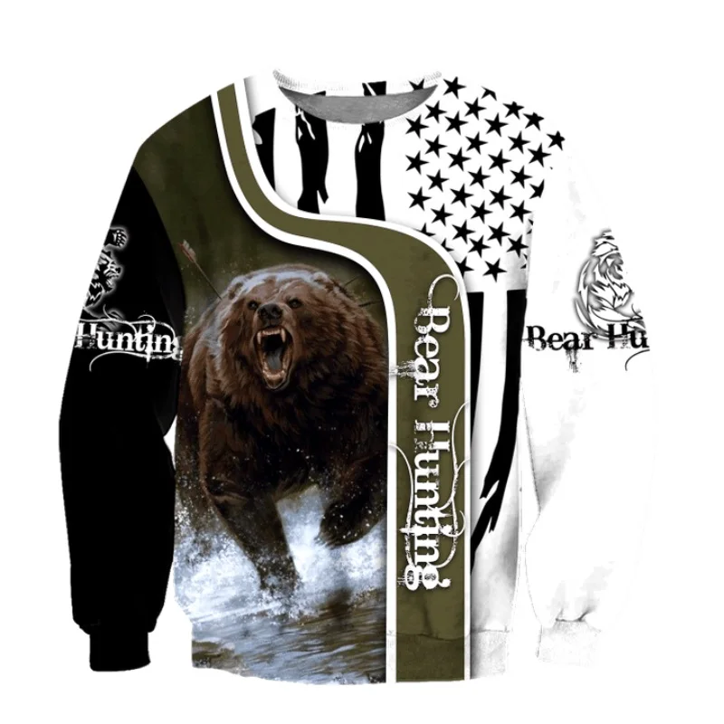Sudaderas con capucha con estampado 3D de caza de oso para hombres y mujeres, Sudadera con capucha de moda Harajuku, Sudadera con capucha informal de otoño, sudadera para hombre DLD118 - imagen 2