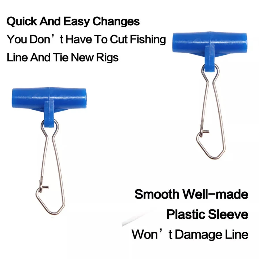 Plomos de pesca resistentes de 25 piezas, deslizadores de plástico azul, cabeza giratoria con cierre doble, cierre a presión - imagen 4