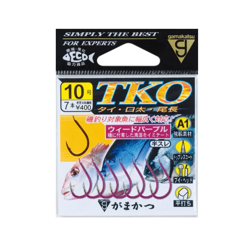 Gamakatsu TKO anzuelos de Pesca, ganchos de púas de carpa, gancho único, tipo 3-12 #, tamaño morado, gancho oculto, 5 paquetes por lote - imagen 2
