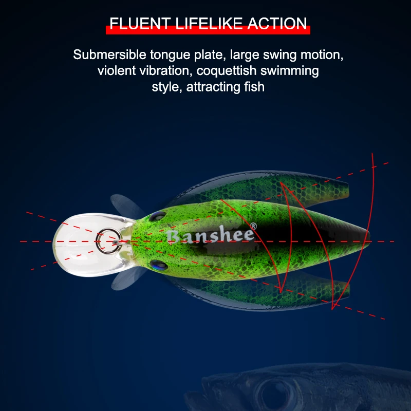 Banshee 60mm 10g Thrill Thunder señuelo de pesca flotante VC01 sonajero Wobbler cebo duro Artificial Crankbaits de buceo poco profundos