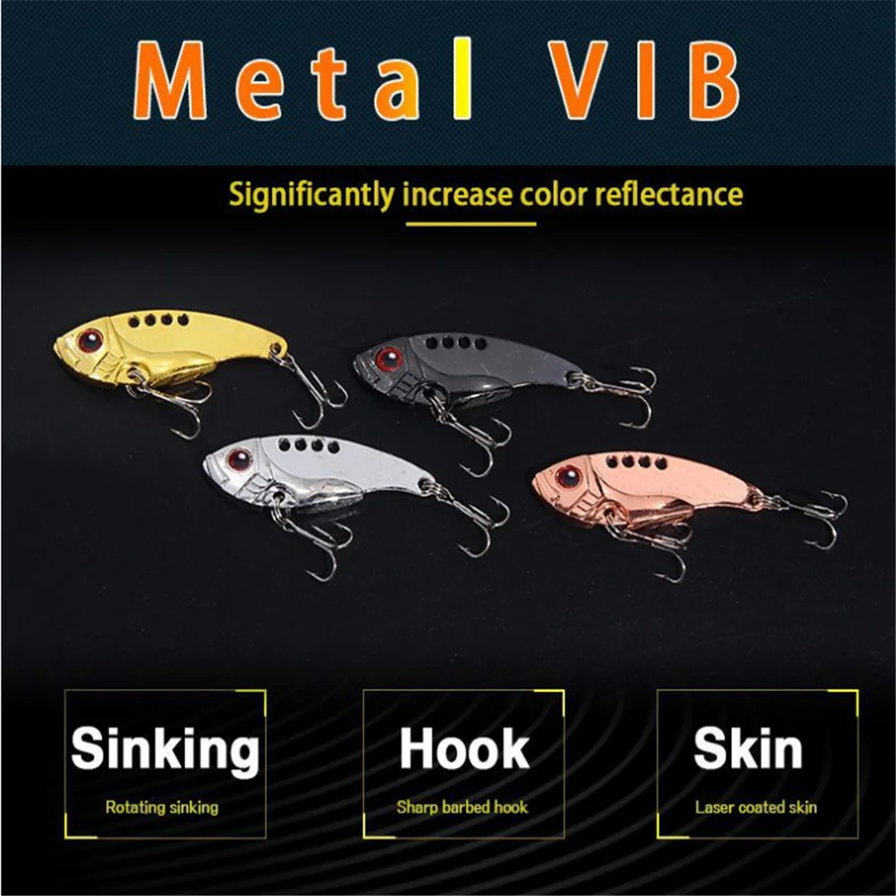 Señuelo VIB metálico con detalle de forma y color