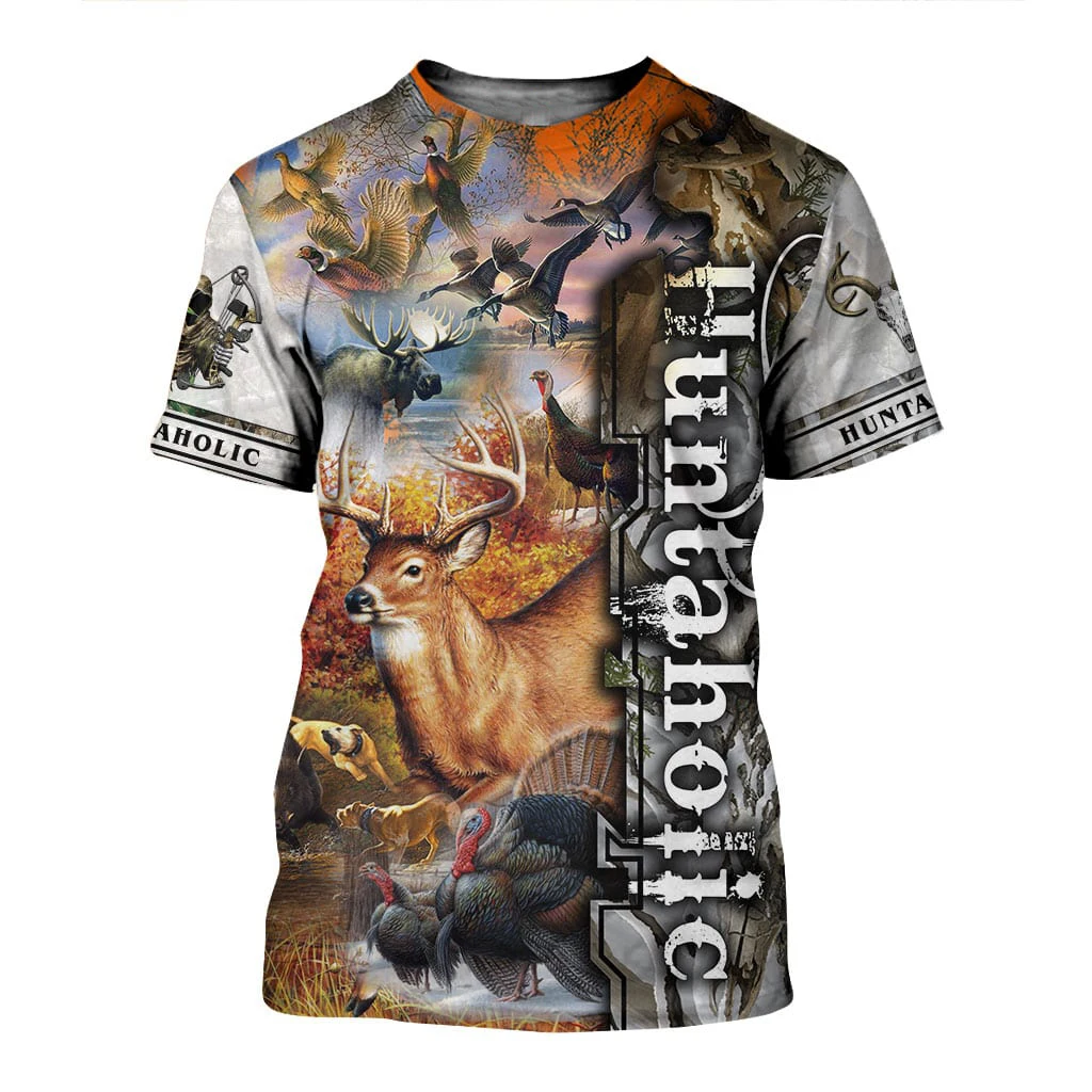 Camiseta Hipster de verano 2025 para hombre, camiseta de manga corta con estampado 3D de pato/lobo/cacción de ciervos, camisetas informales Unisex TX0175 - imagen 4