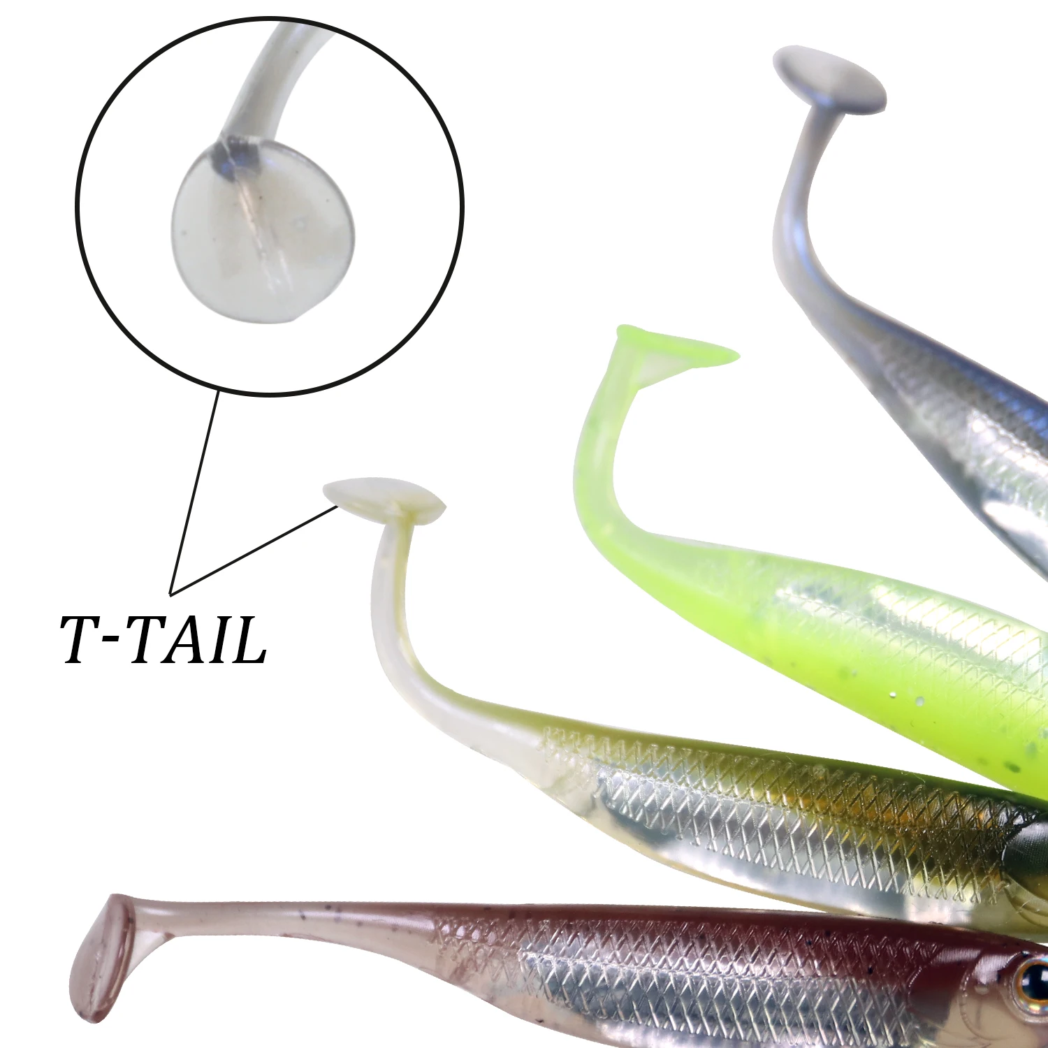 THKFISH 5/6 Uds. Señuelos blandos de goma 7cm 8cm 10cm cola de paleta cebos de pesca artificiales de silicona de agua dulce señuelos blandos Swimbait - imagen 5