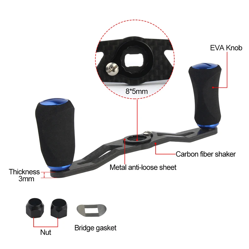 EKFan-carrete de pesca de tamaño 8x5mm, longitud del mango de 115mm, coctelera de fibra de carbono, perilla EVA, piezas de pesca de carrete de Baitcast, 1 ud. - imagen 4