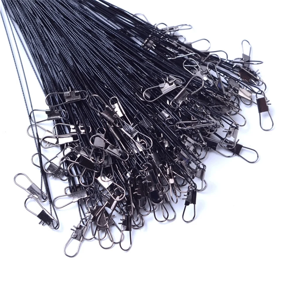 20 unids/set línea de pesca de acero antimordida líder de alambre de acero con accesorio de pesca giratorio correa de núcleo de plomo alambre de pesca 15CM-30CM - imagen 3