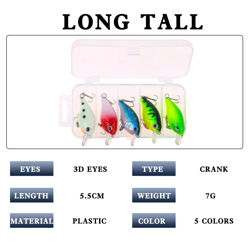 Equipo de pesca al aire libre, juego de Señuelos de Pesca de carpa, trucha, poco grueso, color luminoso, 5 uds. - imagen 2