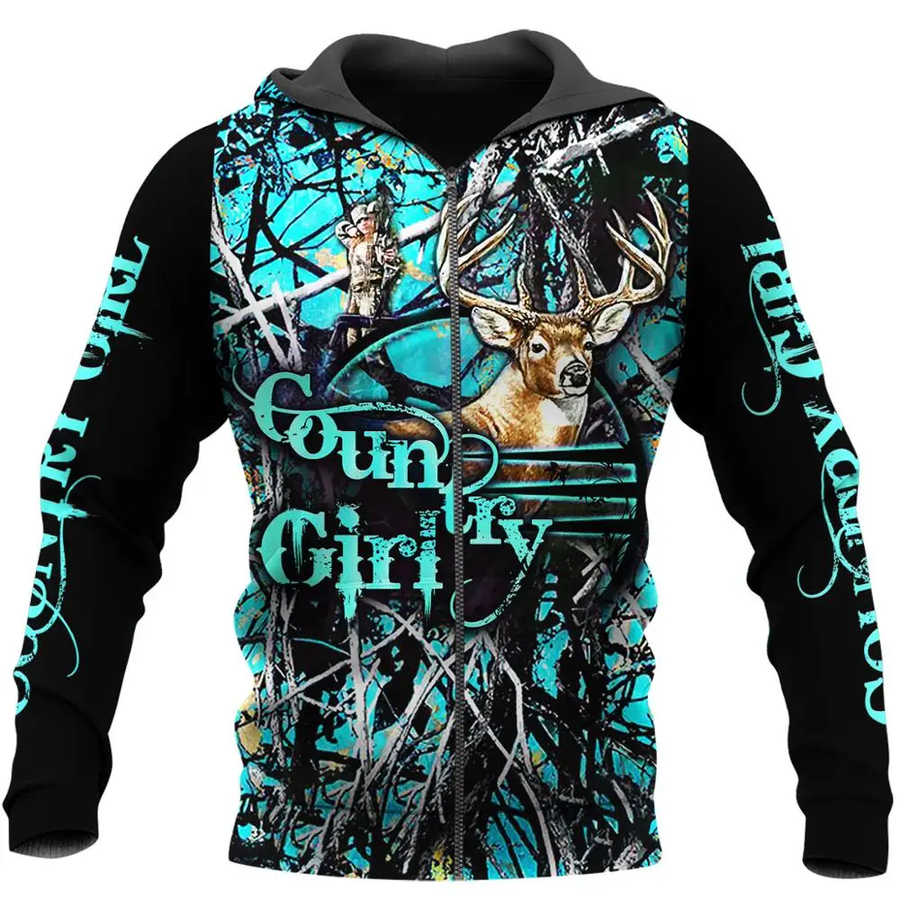 Jacht Herten patroon 3D Over Gedrukt Heren Hoodie Harajuku Mode Sweatshirt Unisex Casual jas Trui KJ048