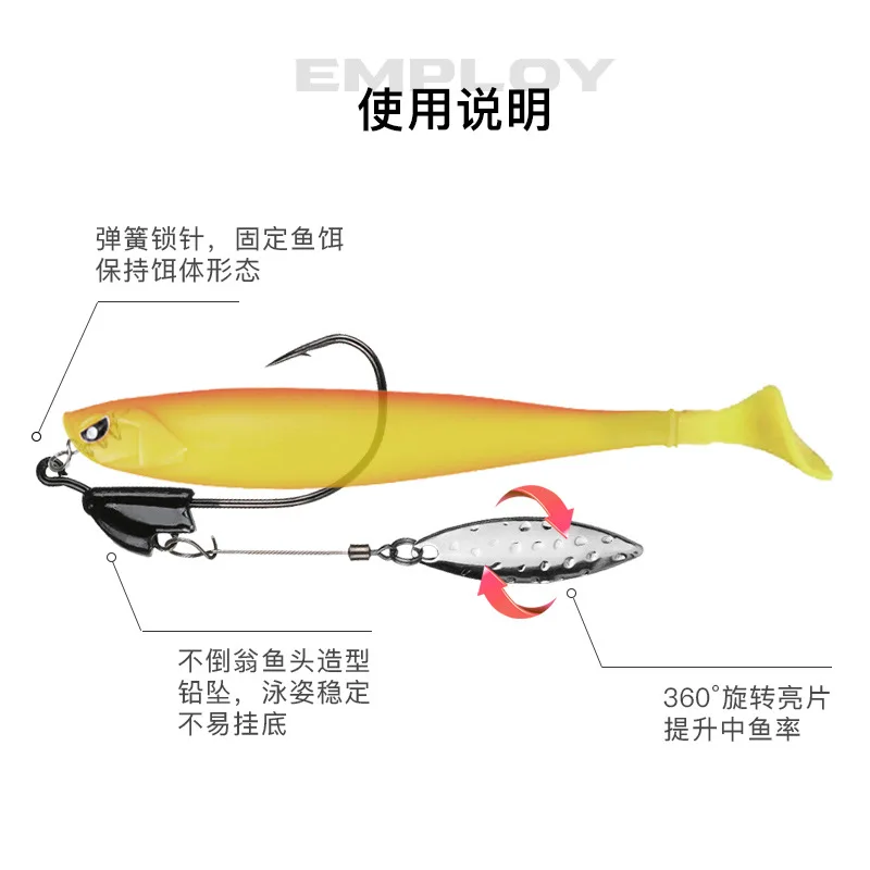 Señuelo de pesca anzuelo con cabeza de anzuelo, 5g, 6,5g, 8,5g, 12g con cucharas de hoja Salix, anzuelo que se hunde, Spinner, anzuelos de gusano, lote de 2 piezas en oferta - imagen 5