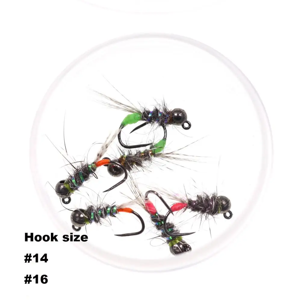Wifreo 6 uds pesca de trucha Euro Ninfa mosca tungsteno Beadhead Jig mosca hundimiento rápido moscas de pesca - imagen 3