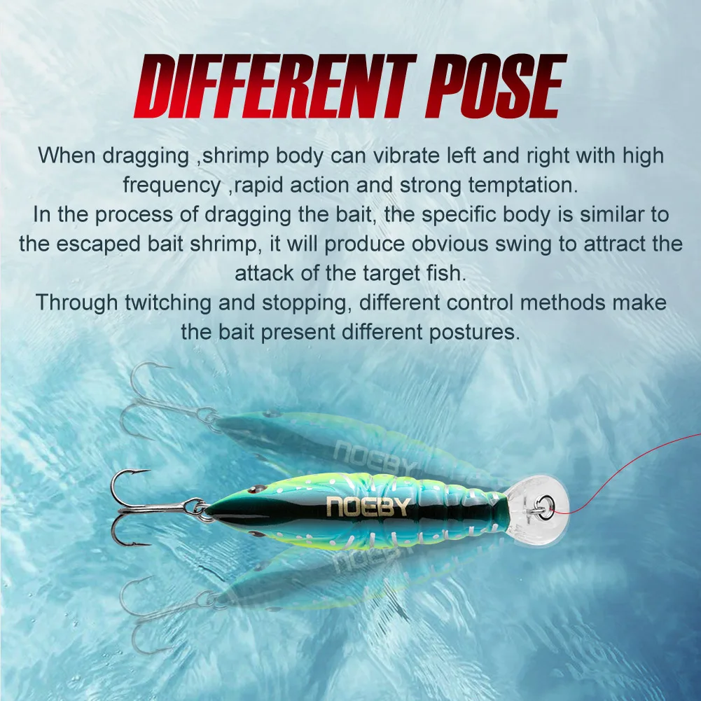NOEBY-señuelos artificiales de pesca de pececillos, Wobblers flotantes, cebos para Lucio, lubina, Crazy Gamba, 60mm, 7g - imagen 5