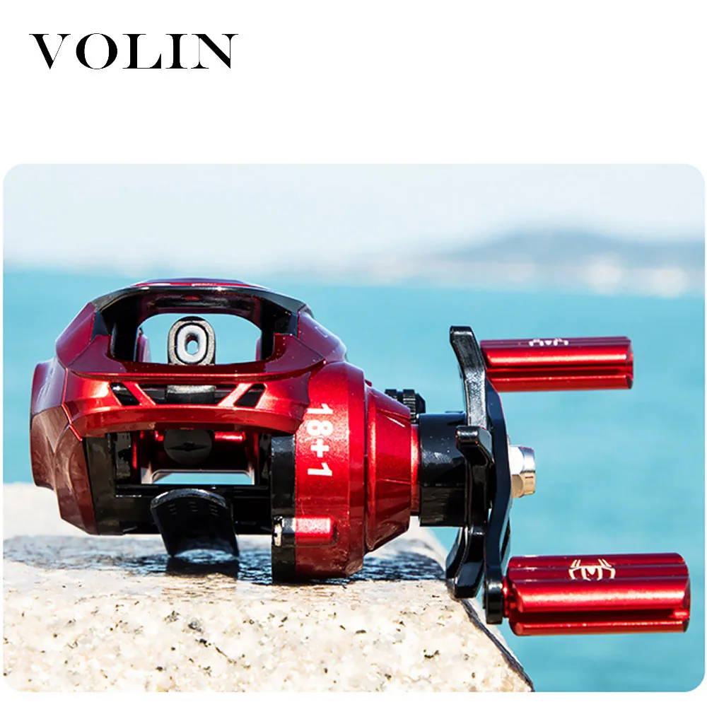 Volin-carrete de pesca Baitcasting magnético y centrífugo, 18 + 1 BB, arrastre máximo, 8kg, 7,2: 1, carrete doble BFS, rueda de pesca fundida - imagen 2
