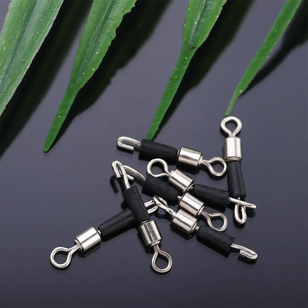 Gancho de pesca giratorio de rodamiento, conector rápido de anillos sólidos, línea de pesca, accesorios de pesca de carpa, 30/50 unids/lote - imagen 3