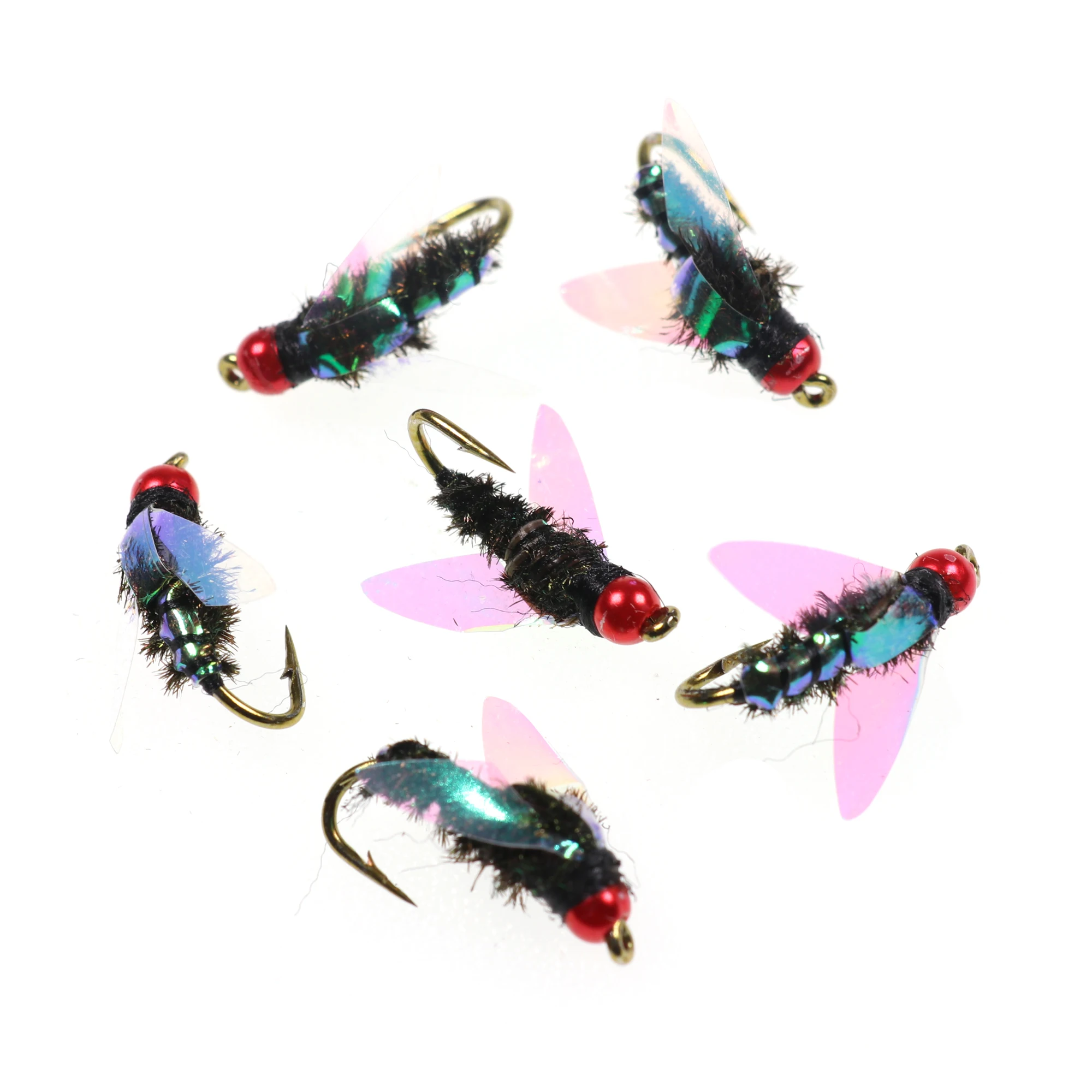 Bimoo-SEÑUELOS DE pesca con mosca, cebo de insectos, trucha, trucha, Arctic Char, caja libre, 6 unids/lote, n. ° 12 - imagen 4