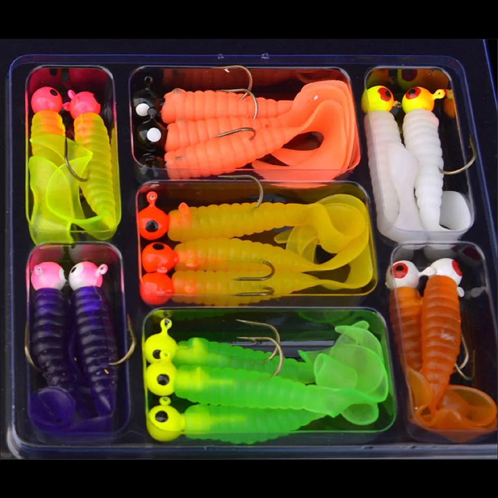 17 Pcs/Lot Soft Fishing Lures Wobblers Carp Fishing Bait Swimbait Tail Grub Lures Silicone Artificial Fishing Tackle Hooks Set
