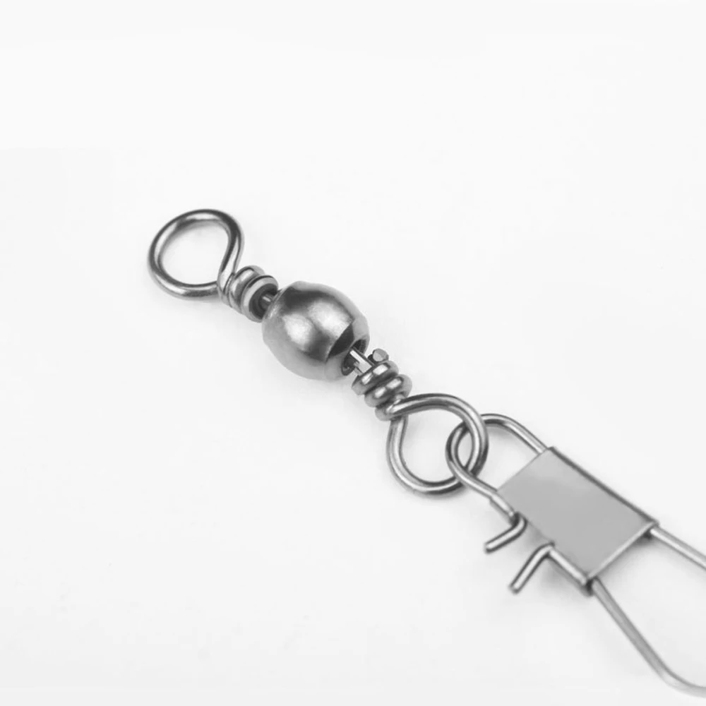 Gancho de pesca giratorio de acero inoxidable, Conector de señuelo de pesca, Pin de rodamiento con broche giratorio, accesorios de aparejos de anzuelo, 50 piezas - imagen 5